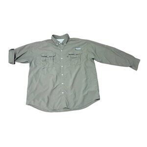 COLUMBIA PFG BAHAMA MENS PLUS SIZE XXL ROLL TAB & LONG SLEEVE GREEN FISHING